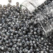 TOHO Round Seed Beads, Japanese Seed Beads, (2115) Silver Lined Black Diamond Opal, 11/0, 2.2mm, Hole: 0.8mm, about 5555pcs/50g(SEED-XTR11-2115)