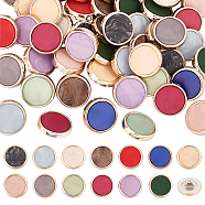 52Pcs 13 Colors Resin Shank Buttons, with Plating Plastic Findings, 1-Hole, Flat Round, Mixed Color, 17.5~18x8.5mm, Hole: 3mm, 4pcs/color(FIND-OC0002-71)