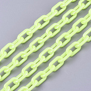 Acrylic Opaque Cable Chains, AB Color, Oval, Champagne Yellow, 13x8x2mm, 19.68 inch(50cm)/strand(X-PACR-N009-002H)