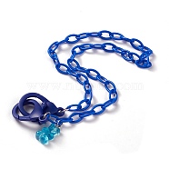 Personalized ABS Plastic Cable Chain Necklaces, Eyeglass Chains, Handbag Chains, with Plastic Lobster Claw Clasps and Resin Bear Pendants, Blue, Platinum, 19-1/8 inch(48.5cm)(NJEW-JN03220-05)