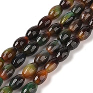 Natural Agate Beads Strands, Deyd & Heated, Faceted, Oval, Camel, 12x7.5~8mm, Hole: 1.2mm, about 32pcs/strand, 14.96''(38cm)(G-Q194-B01-01I)