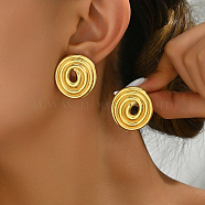 Geometric Spiral Square Earrings for Women, Stainless Steel, Elegant and Versatile, Flat Round, 28x23mm(ZH4935-3)