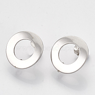 304 Stainless Steel Stud Earring Findings, with Loop, Curved, Ring, Stainless Steel Color, 18mm, Hole: 3mm, Pin: 0.8mm(X-STAS-Q231-07A)