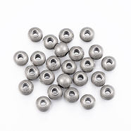 304 Stainless Steel Beads, Round, Antique Silver, 4x3mm, Hole: 2mm(STAS-H394-4mm-15AS)