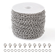 DIY Chain Bracelet Necklace Making Kit, Including 304 Stainless Steel Curb Chains & Clasps & Jump Rings, Stainless Steel Color, Chain: 1 roll, about 32.8 Feet(10m)/roll(DIY-YS0001-45)