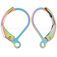 50Pcs 304 Stainless Steel Leverback Earring Findings, Ear Wire, with Horizontal Loops, Cadmium Free & Nickel Free & Lead Free, Rainbow Color, 16x10.5mm, Hole: 1.5mm, Pin: 0.7mm(STAS-BBC0001-54)