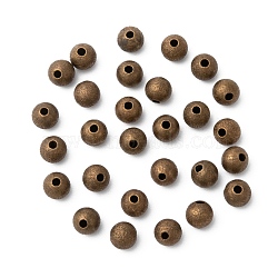 Antique Bronze Color Brass Textured Round Beads, Nickel Free, Size: about 6mm in diameter, hole: 1mm(X-EC248-NFAB)