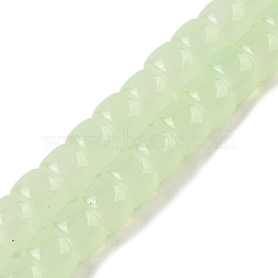 Baking Plating Glass Beads Strands, Imitation Jade, Barrel, Dark Sea Green, 8x6mm, Hole: 1.4mm, about 59pcs/strand, 14.17''(36cm)(GLAA-H036-01D)