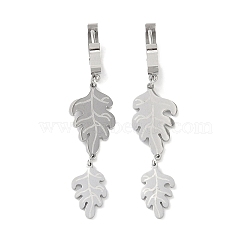 Non-Tarnish Leaf 304 Stainless Steel Dangle Earrings, Hoop Earrings for Women, Stainless Steel Color, 54x13mm(EJEW-L283-017P)