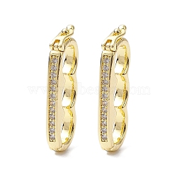 Brass Micro Pave Clear Cubic Zirconia Twister Clasps, Real 18K Gold Plated, 27.5x10x3.5mm, Inner Diameter: 22x3.8mm(KK-K360-27B-G)