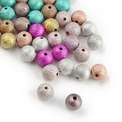 Spray Painted Acrylic Beads, Matte Style, Round, Mixed Color, 10mm, Hole: 2mm, about 1000pcs/500g(ACRP-Q018-10mm-M)