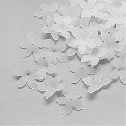 5-Petal Transparent Acrylic Bead Caps, Frosted, Clear, 20x21.5x4.5mm, Hole: 1.5mm, about 1600pcs/500g(FACR-S015-SB518)