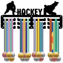 Sports Theme Iron Medal Hanger Holder Display Wall Rack, 3-Line, with Screws, Javelin, Hockey, 130x290mm, Hole: 5mm(ODIS-WH0055-242)