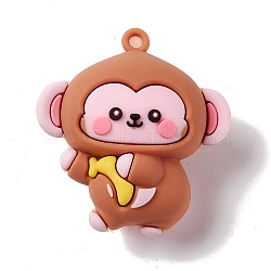 PVC Plastic Cartoon Pendants, Monkey, Peru, 45x41.5x26mm, Hole: 3mm(X-KY-G017-E02)