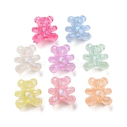 Luminous Acrylic Beads, Glitter Pendants, Glow in the Dark, Bear, Mixed Color, 18.5x17x12mm, Hole: 2.2mm, about 306pcs/500g(MACR-D024-30)
