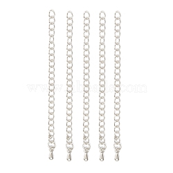 Brass Chain Extenders, with Teardrop Charms, Platinum, 65~70x3x1.5mm, Hole: 3x2mm(KK-N0086-01P)