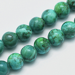 Natural Marble Beads Strands, Round, Dyed & Heated, Dark Cyan, 8mm, Hole: 1mm, about 46pcs/strand, 15 inch(38cm)(X-G-K211-8mm-A)