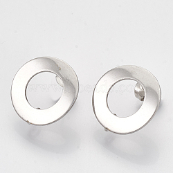 Accessoires de puces d'oreilles en 304 acier inoxydable, avec boucle, courbé, anneau, couleur inoxydable, 18mm, Trou: 3mm, pin: 0.8 mm(X-STAS-Q231-07A)