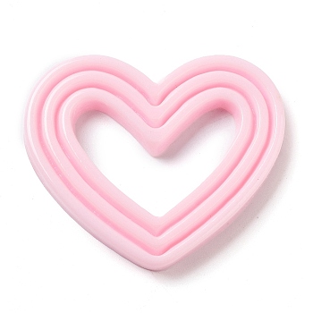 Opaque Resin Decoden Cabochons, Heart, Pearl Pink, 36.5x43.5x4.5mm