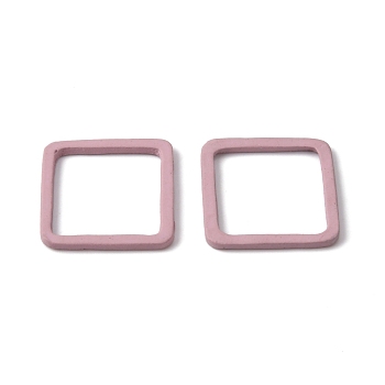 Spray Painted Alloy Linking Rings, Square, Old Rose, 18x18x1.5mm, Inner Diameter: 14x14mm