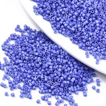 11/0 Grade A Glass Seed Beads, Cylinder, Uniform Seed Bead Size, Baking Paint, Royal Blue, 1.5x1mm, Hole: 0.5mm, about 20000pcs/bag