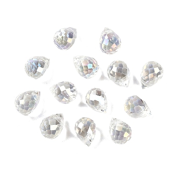 Electroplate Glass Beads, AB Color Plated, Faceted, Teardrop, Clear AB, 8x6mm, Hole: 1mm