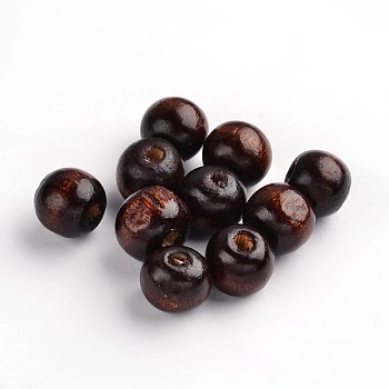 Natural Wood Beads, Round, Dyed, Coconut Brown, 9x10mm, Hole: 3.5mm, about 3000pcs/1000g