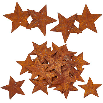 Rust Iron Pendants, Star, Saddle Brown, 42.5x45x4mm, Hole: 1.2mm