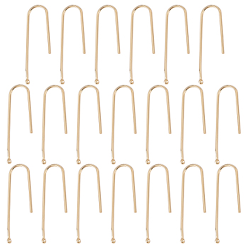 20Pcs Brass Ear Wire, Golden, 31.5x8.5x1mm, Hole: 1.2mm, Pin: 0.8mm