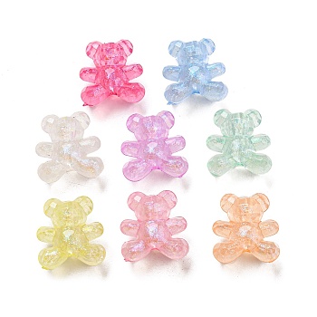Luminous Acrylic Beads, Glitter Pendants, Glow in the Dark, Bear, Mixed Color, 18.5x17x12mm, Hole: 2.2mm, about 306pcs/500g
