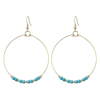 Synthetic Turquoise Dangle Earrings, 304 Stainless Steel Earring for Women, 79x54.5mm