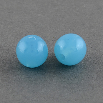 Imitation Jelly Acrylic Beads, Round, Deep Sky Blue, 10mm, Hole: 2mm, about 850pcs/500g