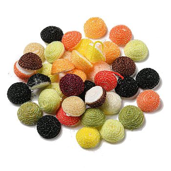Foam Cabochons, with Polyester, Half Round/Dome, Mixed Color, 21~22x11~12mm, about 200pcs/bag