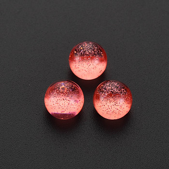 Transparent Acrylic Cabochons, with Glitter Powder, Half Round, Red, 8x6.5mm