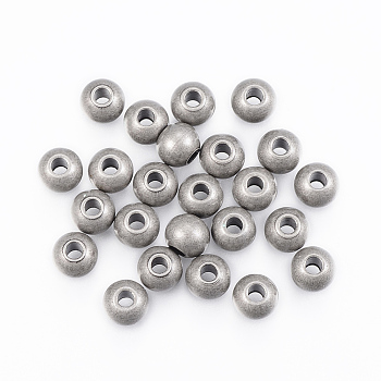 304 Stainless Steel Beads, Round, Antique Silver, 4x3mm, Hole: 2mm