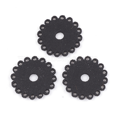 22mm Black Flower Imitation Leather Beads
