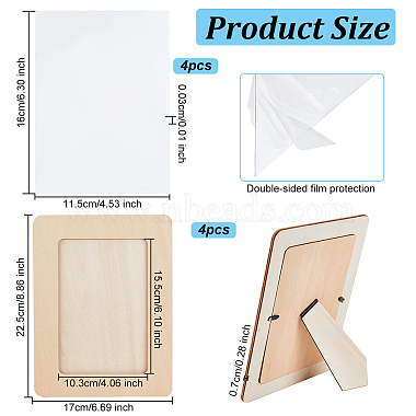 4Pcs Unfinished Natural Wood Photo Frames(WOOD-OC0002-55A)-2