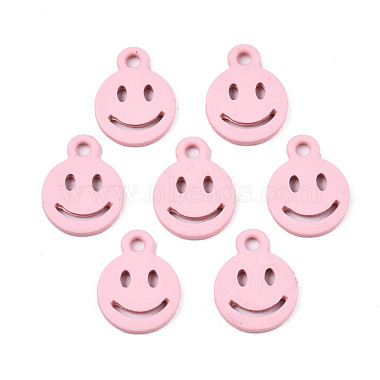 Pink Flat Round Alloy Charms