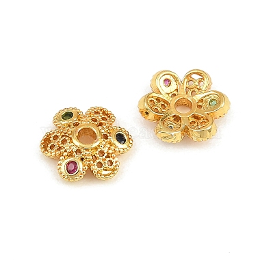 Brass Micro Pave Cubic Zirconia Bead Caps(CU-CBA6A75-33G)-2