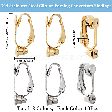 20Pcs 2 Styles 304 Stainless Steel Clip-on Earring Converters Findings(STAS-SC0006-83)-2