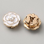 Flower Alloy Resin Cufflinks, Shawls and Capes Buckles, for Garment Accessories, Golden, White, 20x10.5mm, Hole: 4mm(FIND-WH0366-156G-01)