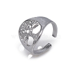 Adjustable Stainless Steel Cuff Rings, Tree of Life , Stainless Steel Color, US Size 8(18.1mm)(PW-WG899EE-01)