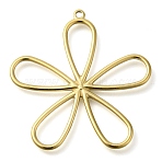 Ion Plating(IP) 304 Stainless Steel Pendants, Flower Charm, Real 18K Gold Plated, 41x40x2mm, Hole: 1.6mm(STAS-I310-07G)