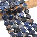 Natural Sodalite Beads Strands, Flat Round, 15~15.5x6mm, Hole: 0.8~1mm, about 26pcs/strand, 15.55~15.71 inch(39.5~39.9cm)(G-L648-B07-15mm)
