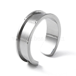304 Stainless Steel Grooved Cuff Ring Settings, Ring Core Blank, Stainless Steel Color, 6mm, Inner Diameter: 18.5mm(RJEW-WH0009-01B)