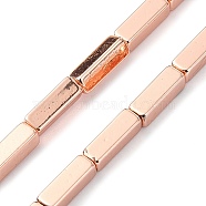 Electroplated Synthetic Non-magnetic Hematite Beads Strands, Rectangle, Rose Gold Plated, 8.5~9x3x3mm, Hole: 0.7mm, about 46pcs/strand, 16.14''(41cm)(G-I360-Y02-03)