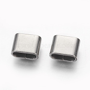 201 Stainless Steel Slide Charms, Oval, Stainless Steel Color, 9x12x6mm, Hole: 4x9.5mm(STAS-G187-29P-A)
