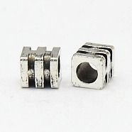 Cube Brass Spacer Beads, Nickel Free, Antique Silver, 3x3x3mm, Hole: 1mm(X-KK-P008-32-NF)