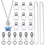 DIY Wish Bottle Necklace Making Kit, Including Glass Locket Pendants, 304 Stainless Steel Chain, Brass Jump Rings, Star, 30Pcs/box, Pendant: 32.5x20.5x12.5mm, Hole: 1.8mm(GLAA-SC0001-85B)