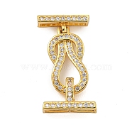 Rack Plating Brass Micro Pave Clear Cubic Zirconia Hook Clasps, Long-Lasting Plated, Lead Free & Cadmium Free, Golden, 28mm(KK-F876-15G)